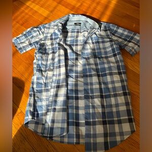 Hugo Boss plaid short sleeve button up S
